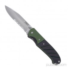 CRKT Ignitor Outbourst Assist 6855 Folding Knife with Fire Safe blade Actuation and Satin Finish Blade with Veff Serrations and Black & Green G10 Handle Scales 551872692